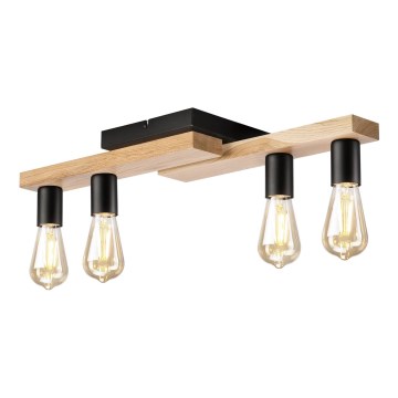 Fäst ljuskrona MATTE 4xE27/15W/230V svart/ek