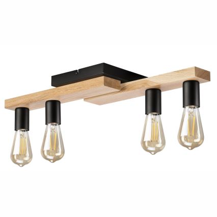 Fäst ljuskrona MATTE 4xE27/15W/230V svart/ek