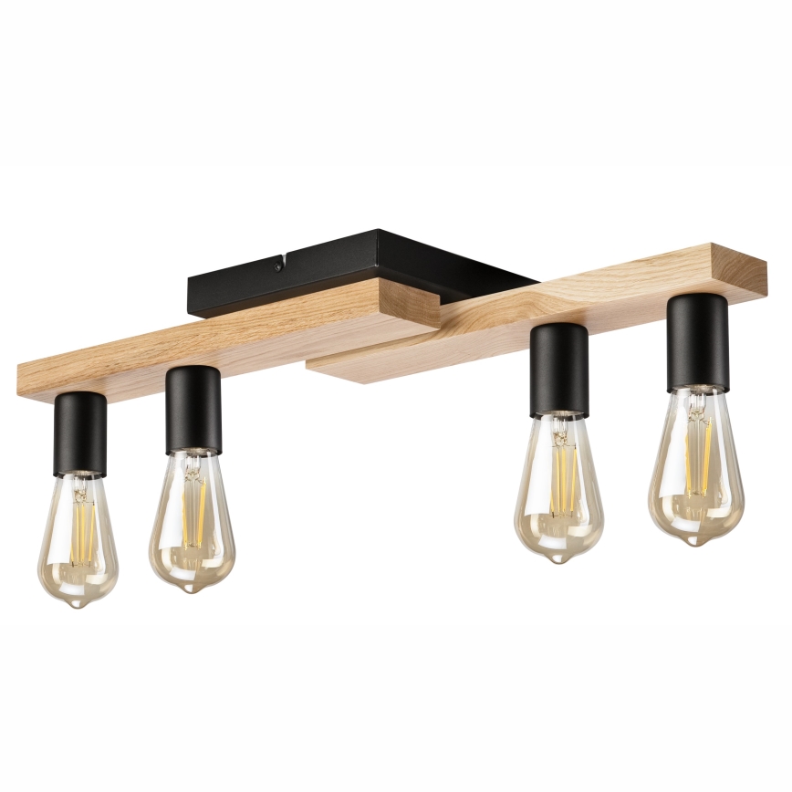 Fäst ljuskrona MATTE 4xE27/15W/230V svart/ek