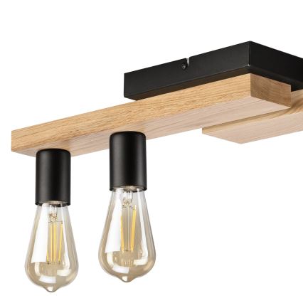 Fäst ljuskrona MATTE 4xE27/15W/230V svart/ek