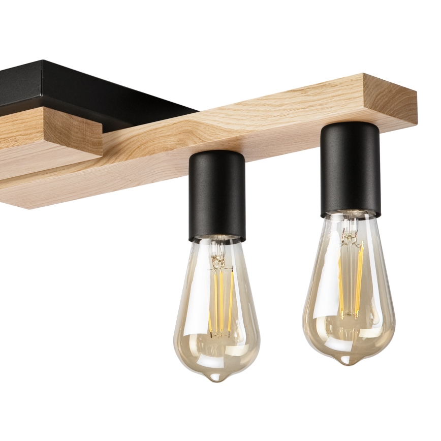Fäst ljuskrona MATTE 4xE27/15W/230V svart/ek