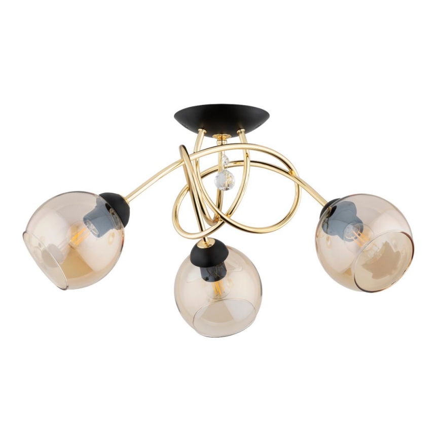 Fäst ljuskrona MODENA 3xE27/60W/230V guld/svart/beige