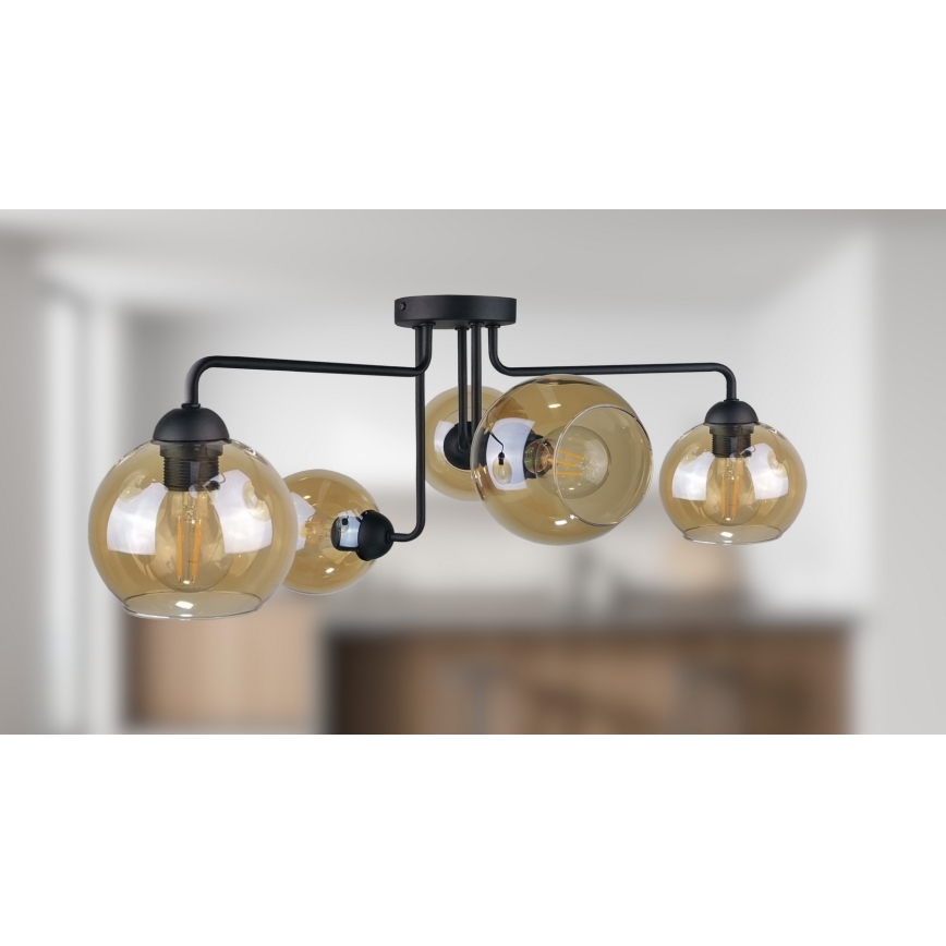 Fäst ljuskrona MONDE BLACK 5xE27/60W/230V