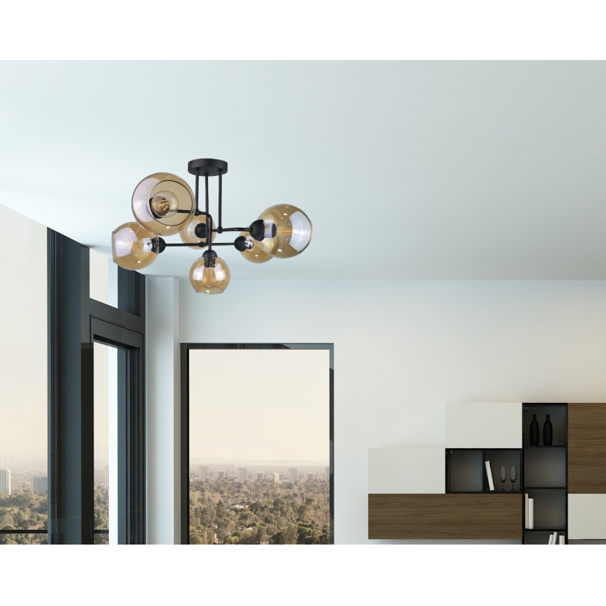 Fäst ljuskrona MONDE BLACK 6xE27/60W/230V