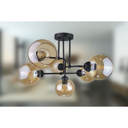 Fäst ljuskrona MONDE BLACK 6xE27/60W/230V