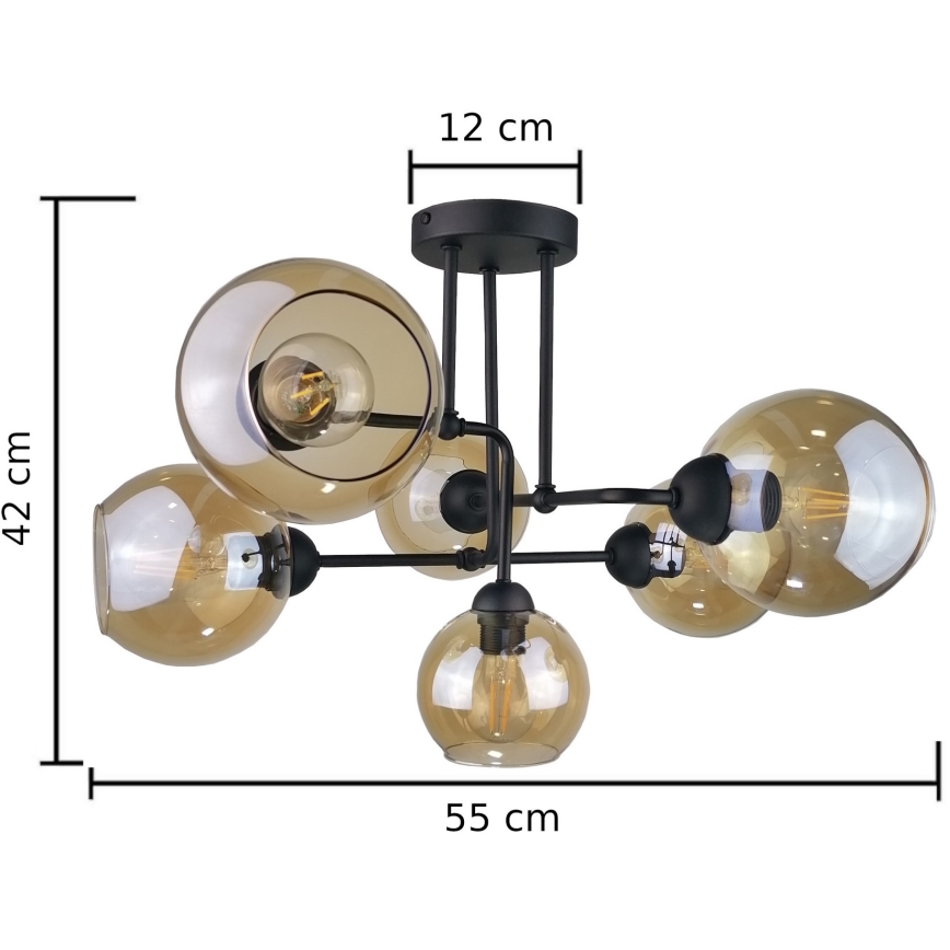 Fäst ljuskrona MONDE BLACK 6xE27/60W/230V