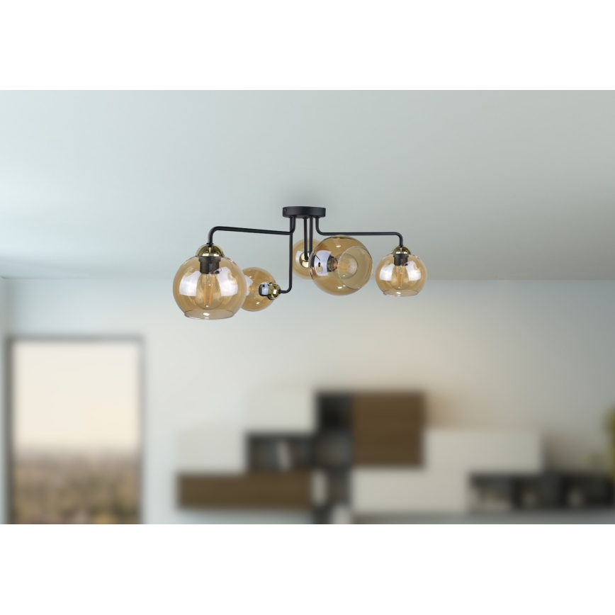 Fäst ljuskrona MONDE GOLD 5xE27/60W/230V