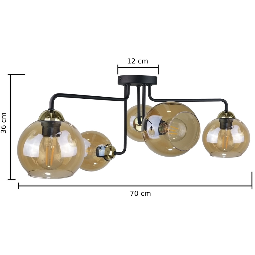 Fäst ljuskrona MONDE GOLD 5xE27/60W/230V