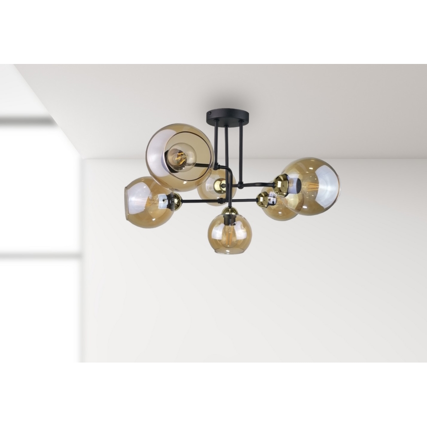 Fäst ljuskrona MONDE GOLD 6xE27/60W/230V