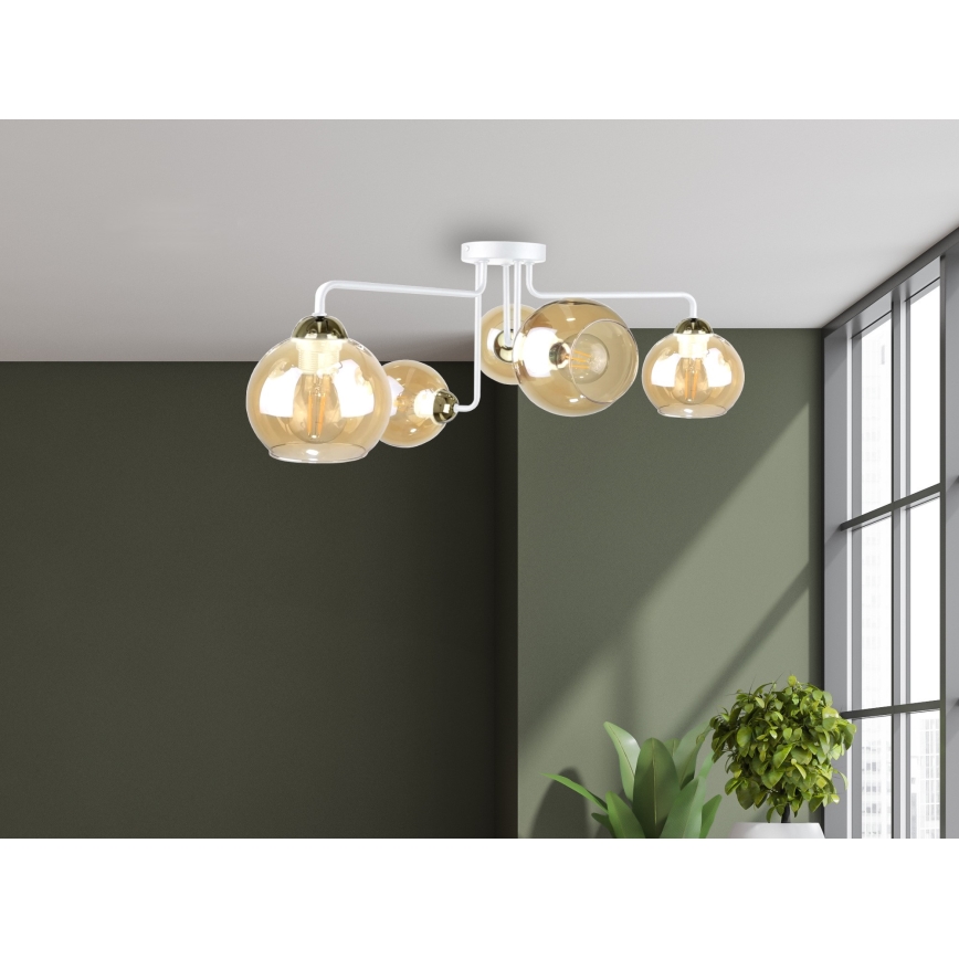 Fäst ljuskrona MONDE WHITE 5xE27/60W/230V