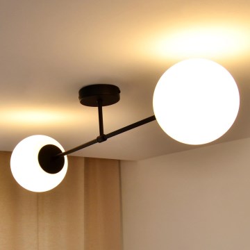 Fäst ljuskrona MOON 2xE27/15W/230V svart