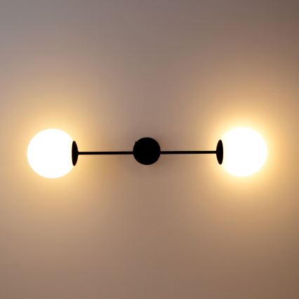 Fäst ljuskrona MOON 2xE27/15W/230V svart