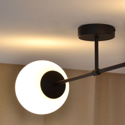 Fäst ljuskrona MOON 2xE27/15W/230V svart