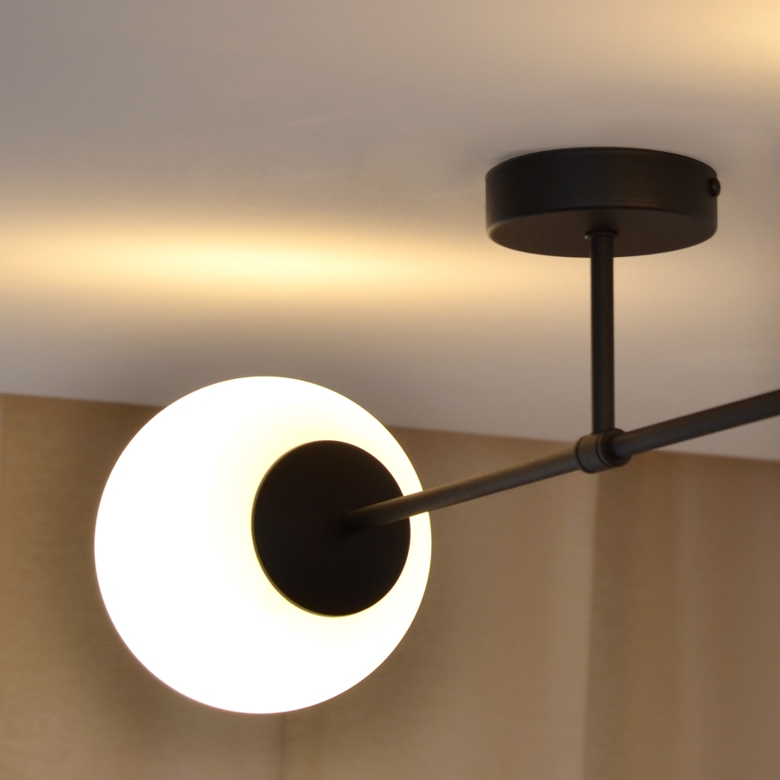 Fäst ljuskrona MOON 2xE27/15W/230V svart