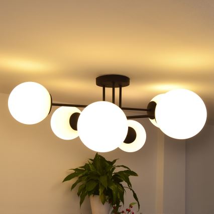 Fäst ljuskrona MOON 6xE27/15W/230V svart
