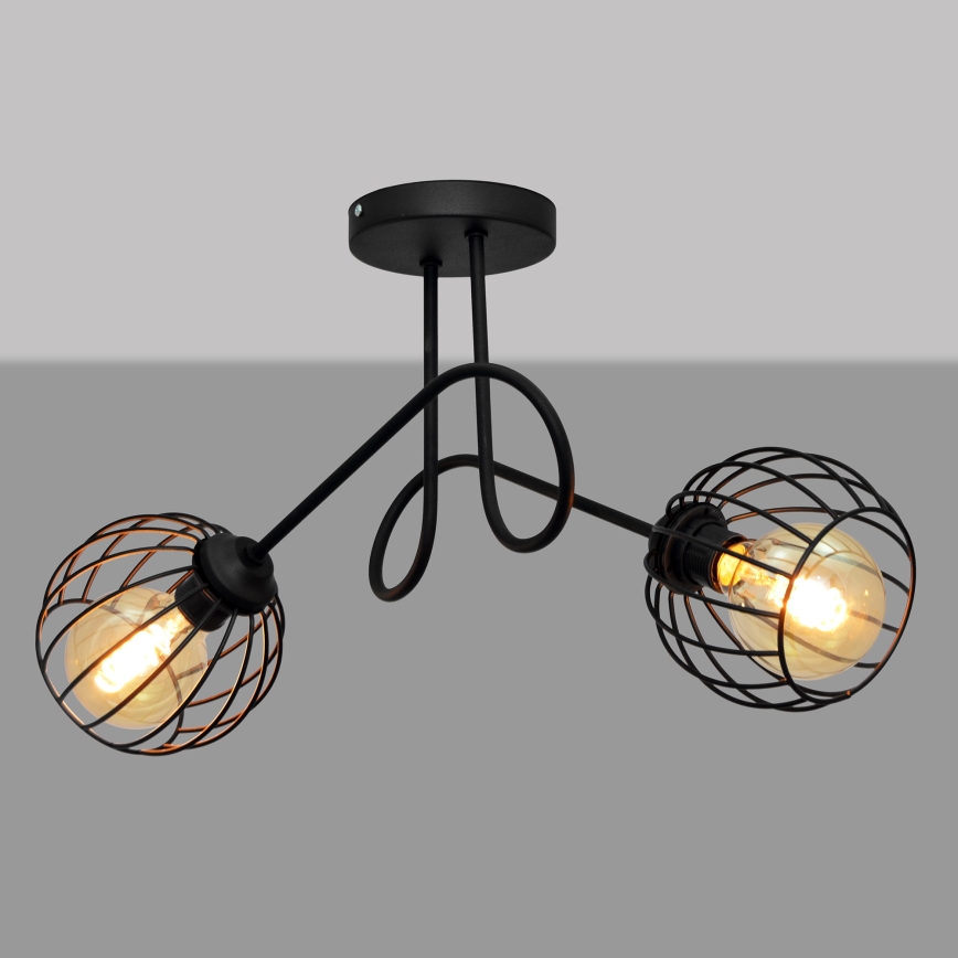 Fäst Ljuskrona  OXFORD 2xE27/15W/230V svart