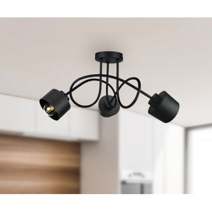 Fäst ljuskrona SIMPLY BLACK 3xE27/60W/230V