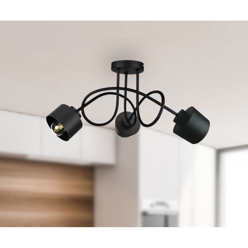 Fäst ljuskrona SIMPLY BLACK 3xE27/60W/230V