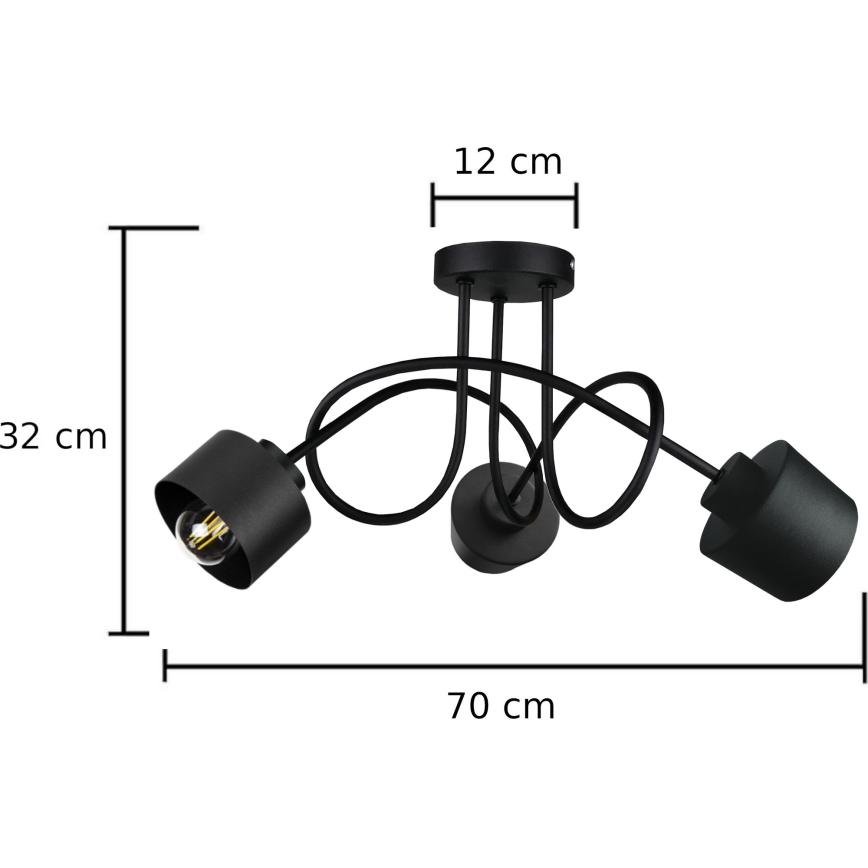 Fäst ljuskrona SIMPLY BLACK 3xE27/60W/230V