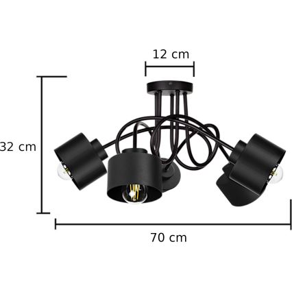 Fäst ljuskrona SIMPLY BLACK 5xE27/60W/230V