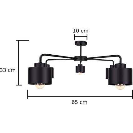 Fäst ljuskrona SIMPLY BLACK 5xE27/60W/230V