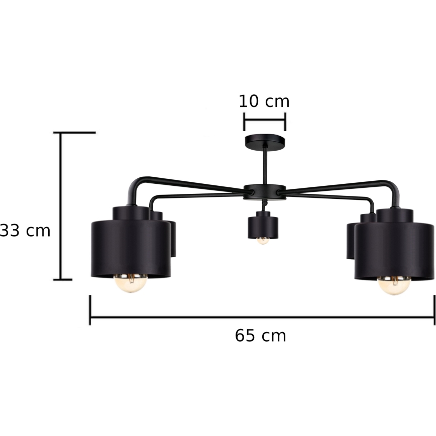 Fäst ljuskrona SIMPLY BLACK 5xE27/60W/230V