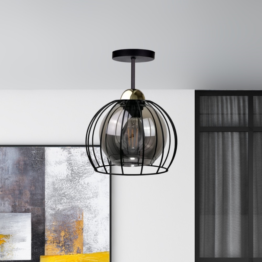 Fäst ljuskrona SOLO BLACK 1xE27/60W/230V svart/gyllene
