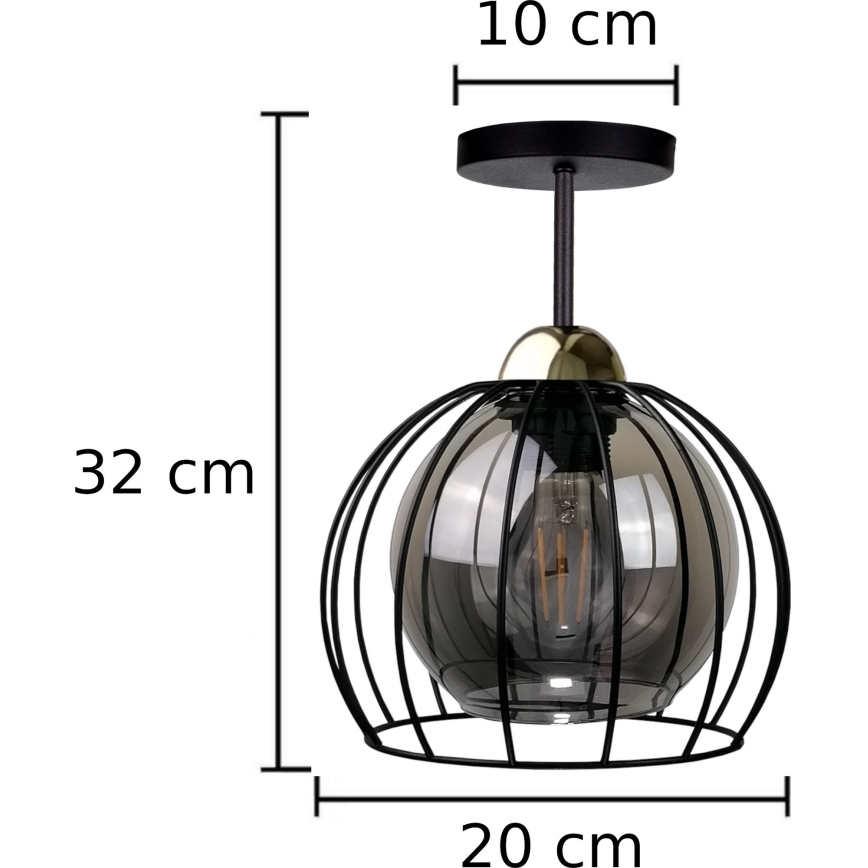 Fäst ljuskrona SOLO BLACK 1xE27/60W/230V svart/gyllene
