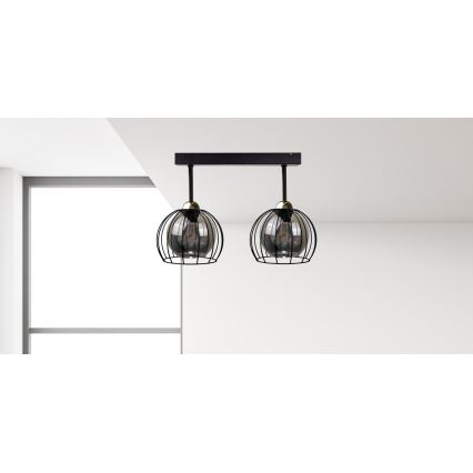 Fäst ljuskrona SOLO BLACK 2xE27/60W/230V svart/gyllene