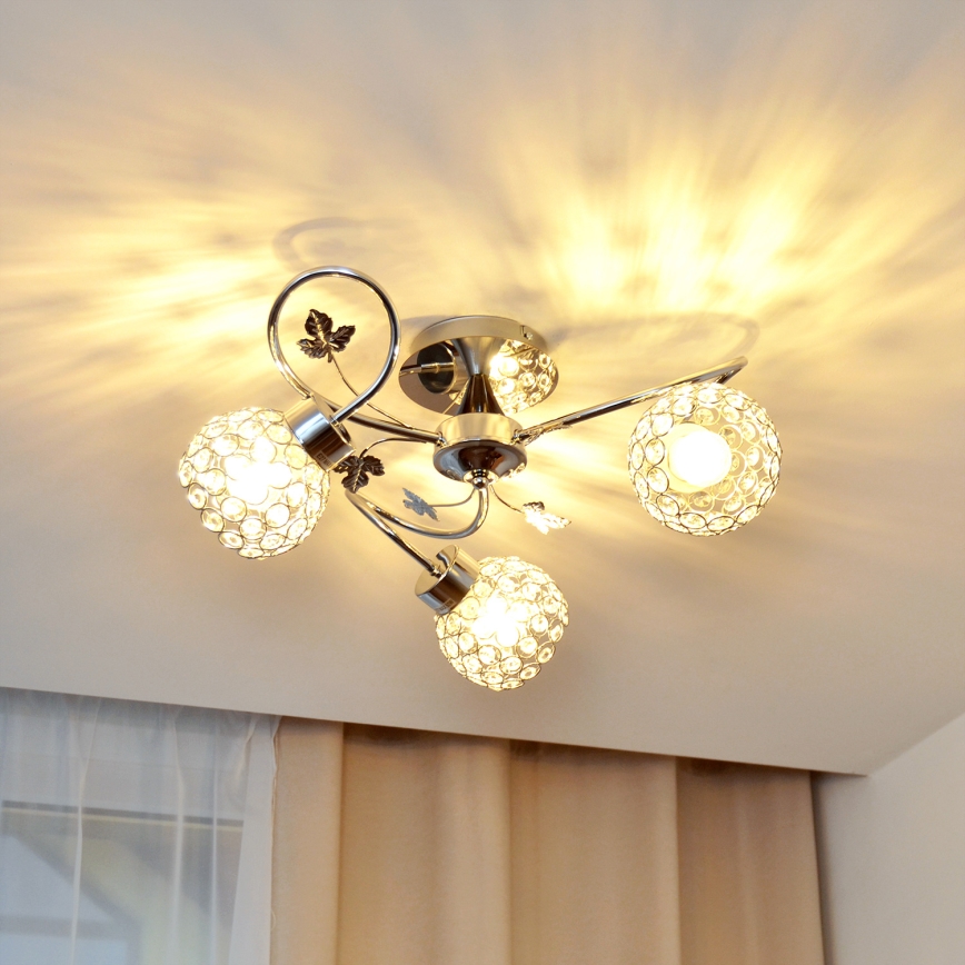Fäst ljuskrona SOPHIA 3xE27/15W/230V skinande krom/genomskinlig