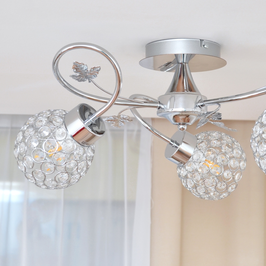 Fäst ljuskrona SOPHIA 3xE27/15W/230V skinande krom/genomskinlig