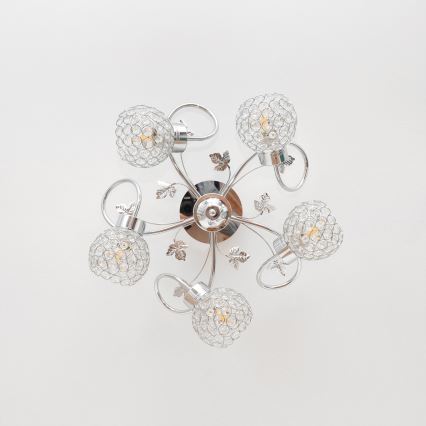 Fäst ljuskrona SOPHIA 5xE27/15W/230V skinande krom/genomskinlig