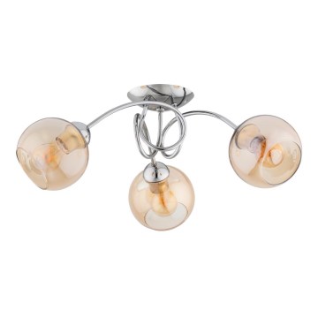 Fäst ljuskrona TEVI 3xE27/60W/230V skinande krom/beige