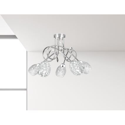 Fäst ljuskrona TWIST CRYSTAL 5xE14/40W/230V