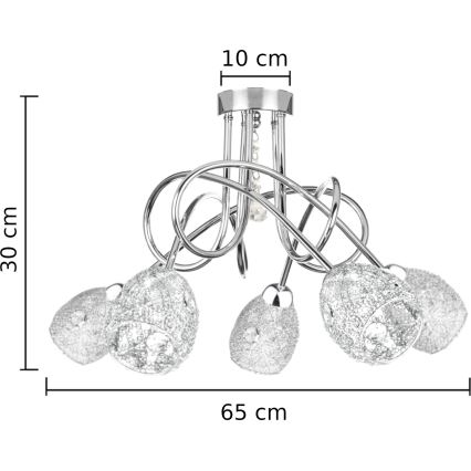 Fäst ljuskrona TWIST CRYSTAL 5xE14/40W/230V