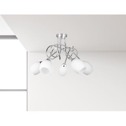 Fäst ljuskrona TWIST WHITE 5xE14/40W/230V