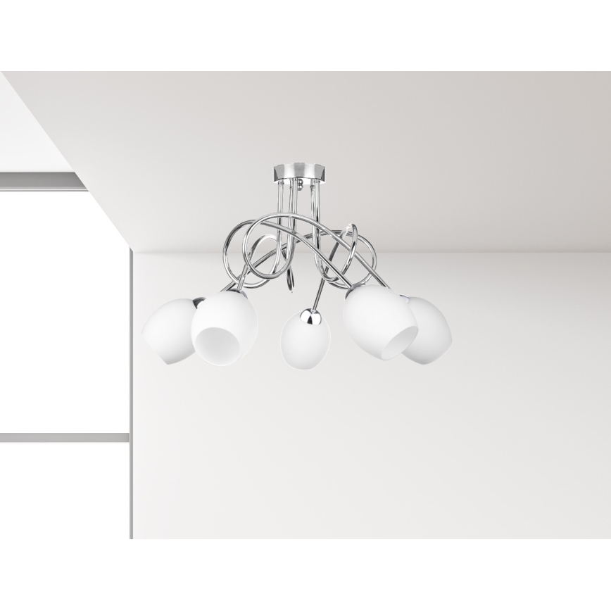 Fäst ljuskrona TWIST WHITE 5xE14/40W/230V