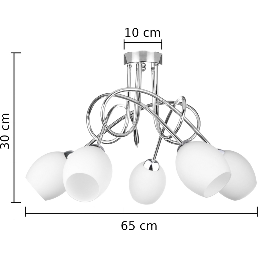 Fäst ljuskrona TWIST WHITE 5xE14/40W/230V