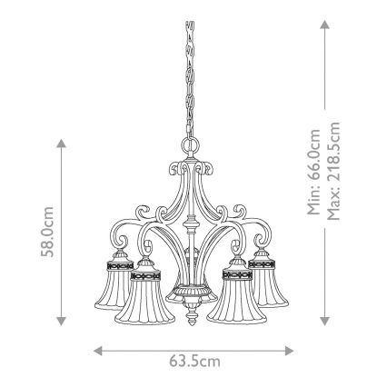 Feiss - Ljuskrona på kedja DRAWING ROOM 5xE27/60W/230V