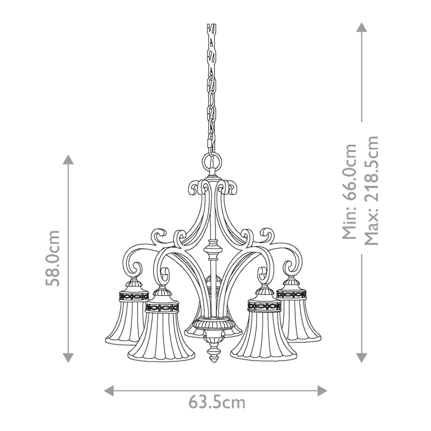 Feiss - Ljuskrona på kedja DRAWING ROOM 5xE27/60W/230V