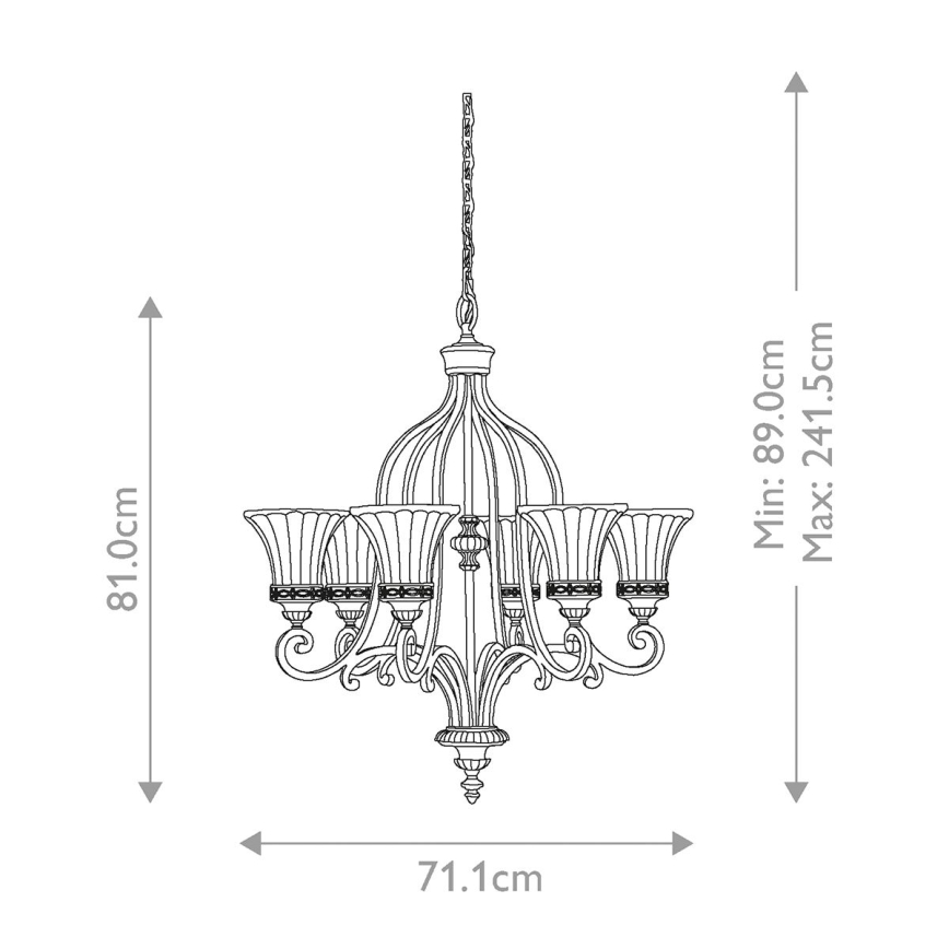 Feiss - Ljuskrona på kedja DRAWING ROOM 6xE27/60W/230V