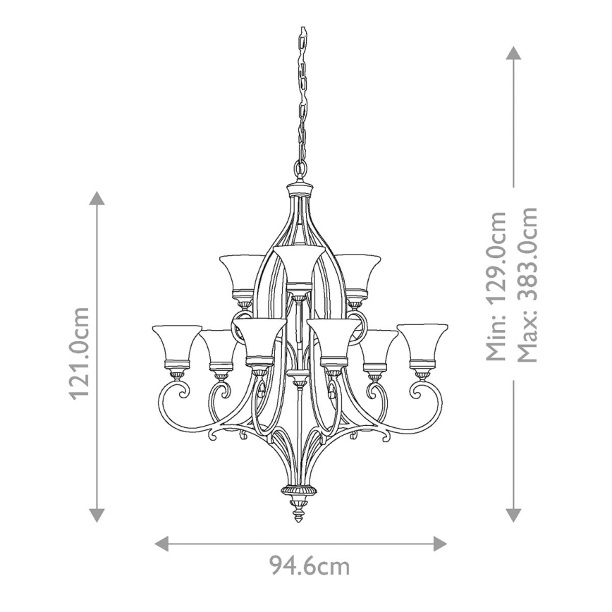 Feiss - Ljuskrona på kedja DRAWING ROOM 9xE27/60W/230V