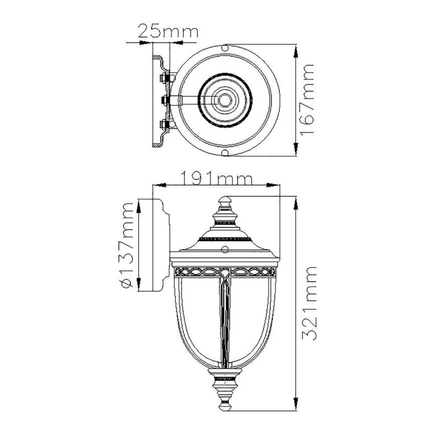 Feiss - Vägglampa för utomhusbruk ENGLISH BRIDLE 1xE27/60W/230V IP44