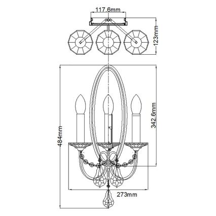 Feiss - Vägglampa VALENTINA 3xE14/60W/230V mässing