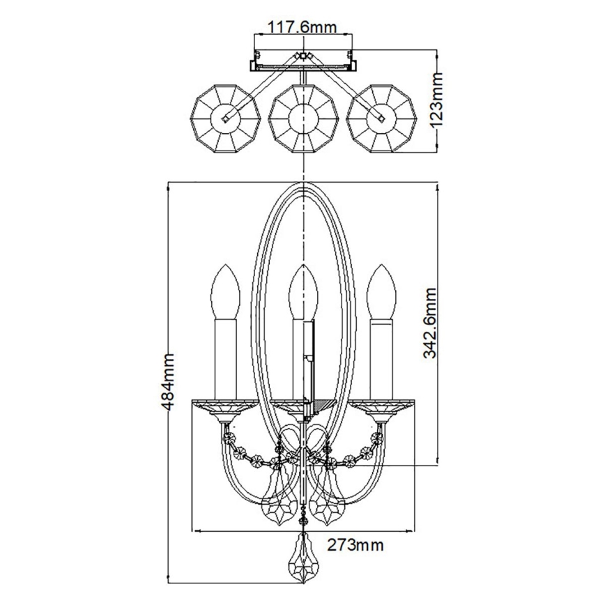 Feiss - Vägglampa VALENTINA 3xE14/60W/230V mässing