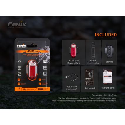Fenix BC05RV20 - LED Uppladdningsbar Fick lampa LED/USB IP66 15 lm 120 h