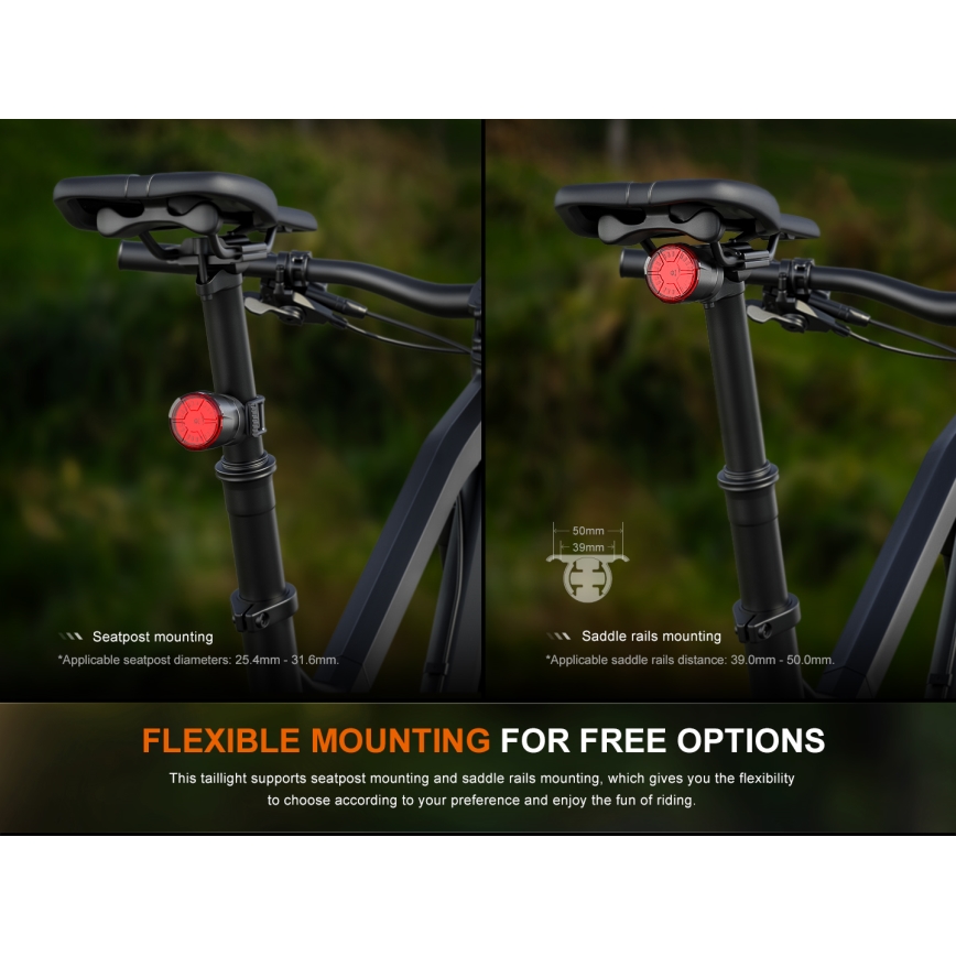 Fenix BC06R - LED Dimbar uppladdningsbar cykellampa LED/USB IP66 90 lm 24,5 h 560 mAh