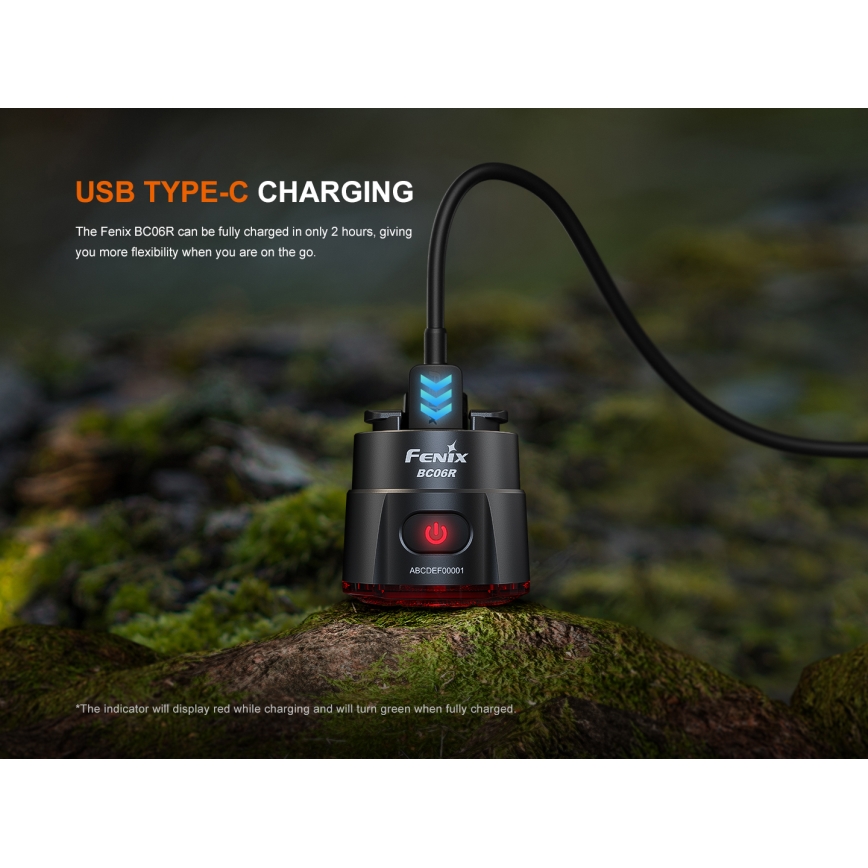 Fenix BC06R - LED Dimbar uppladdningsbar cykellampa LED/USB IP66 90 lm 24,5 h 560 mAh