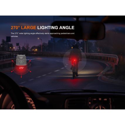 Fenix BC06R - LED Dimbar uppladdningsbar cykellampa LED/USB IP66 90 lm 24,5 h 560 mAh