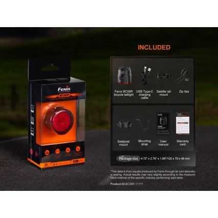Fenix BC06R - LED Dimbar uppladdningsbar cykellampa LED/USB IP66 90 lm 24,5 h 560 mAh